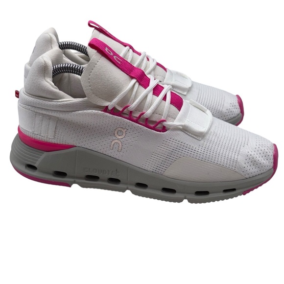 Running shoes White and Pink Sneakers with Streamlined Design Sz 38 - Picture 4 of 13